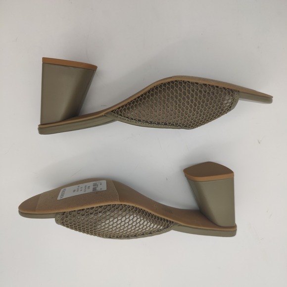 Open Edit Womens Size‎ 11M Olive Green Mesh Block Heel Mules Slides Open Toe - Picture 3 of 10